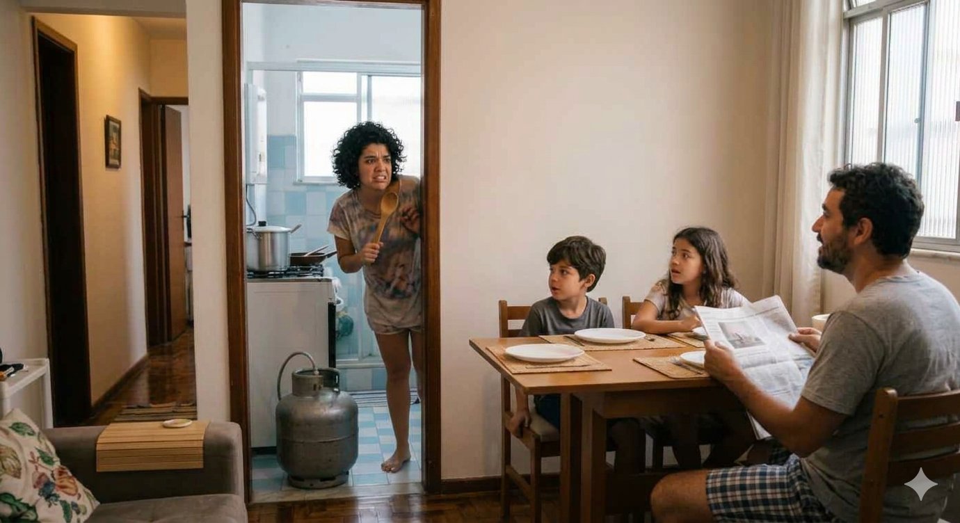 Mulher frustrada na cozinha